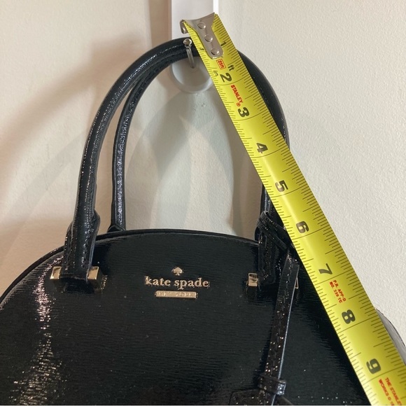 KATE SPADE  Patent Leather Polka Dot Lining BackPocket Handbag Purse Satchel - Picture 2 of 14